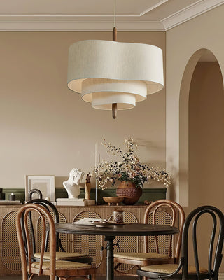 Eldorora Élégance Vague Échelle Bois Tissu Pendentif Lampe