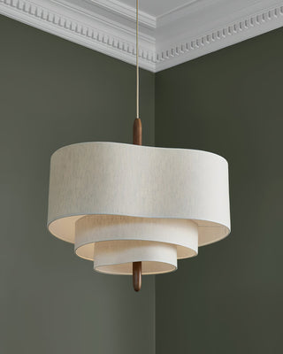 Eldorora Élégance Vague Échelle Bois Tissu Pendentif Lampe