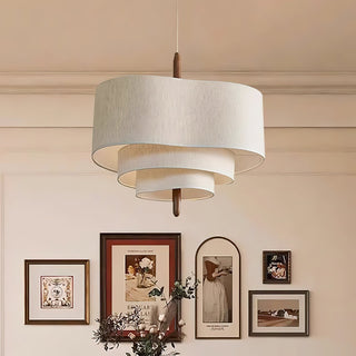 Eldorora Élégance Vague Échelle Bois Tissu Pendentif Lampe