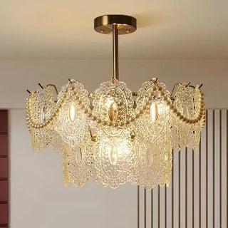 Lustra Lustre Vague Perle Or Moderne-Luire