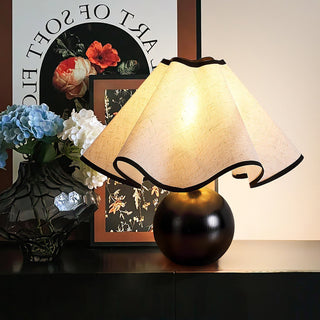 Kalion Lampe de Table en Bois Et Tissu
