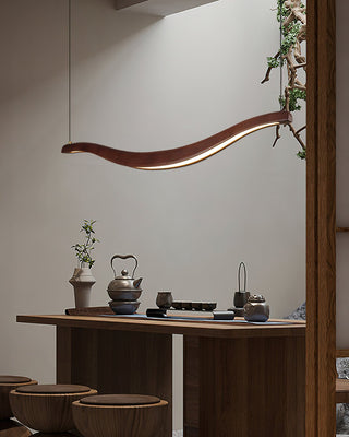 Lustra Lustre Bois Forme Ondulée Élégant