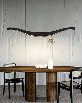 Lustra Lustre Bois Forme Ondulée Élégant