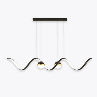 Arisha Suspension Linéaire Nordique, Métal/Acrylique, Noir/Blanc/Doré, Salon