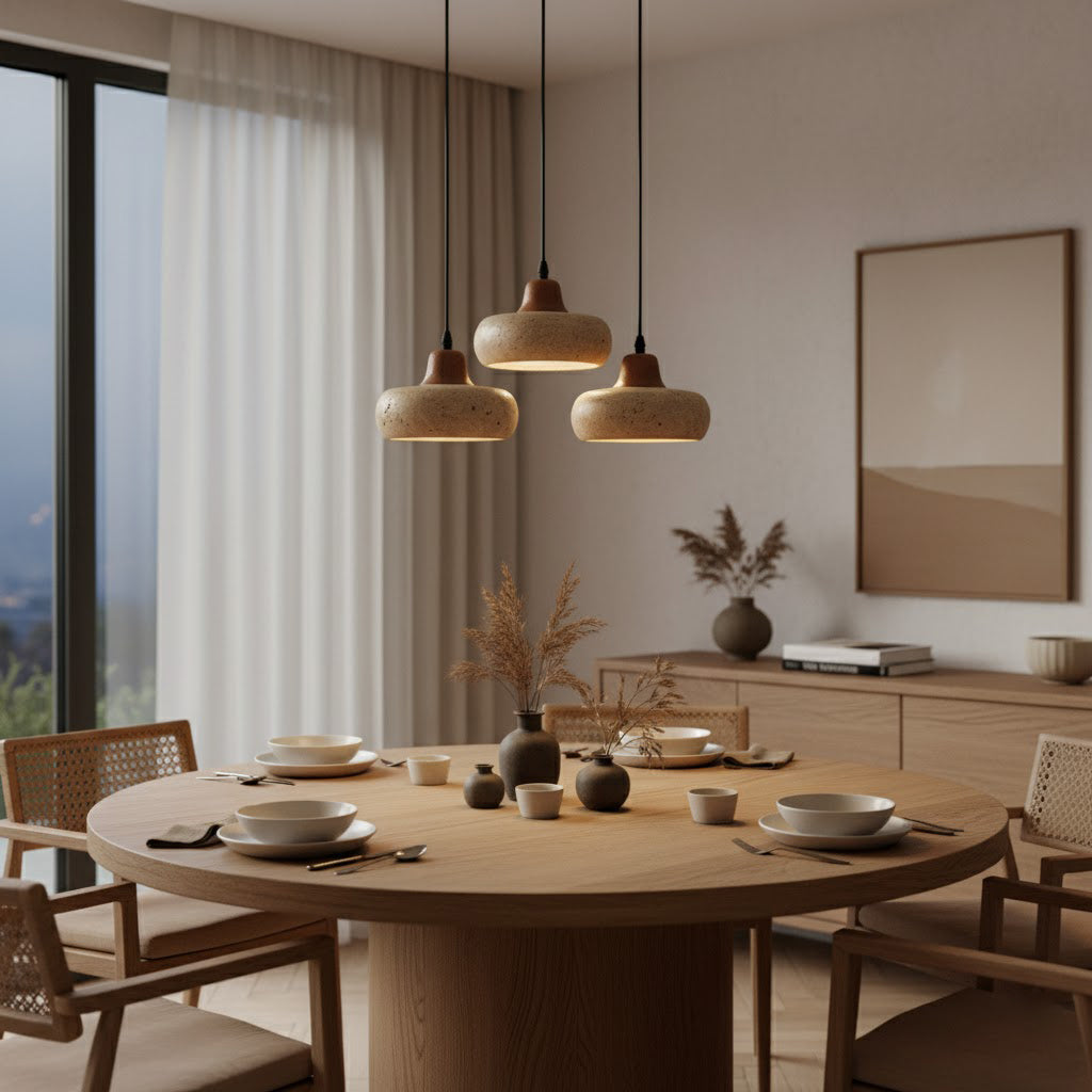 Wella Pendant Light installed over a kitchen island.