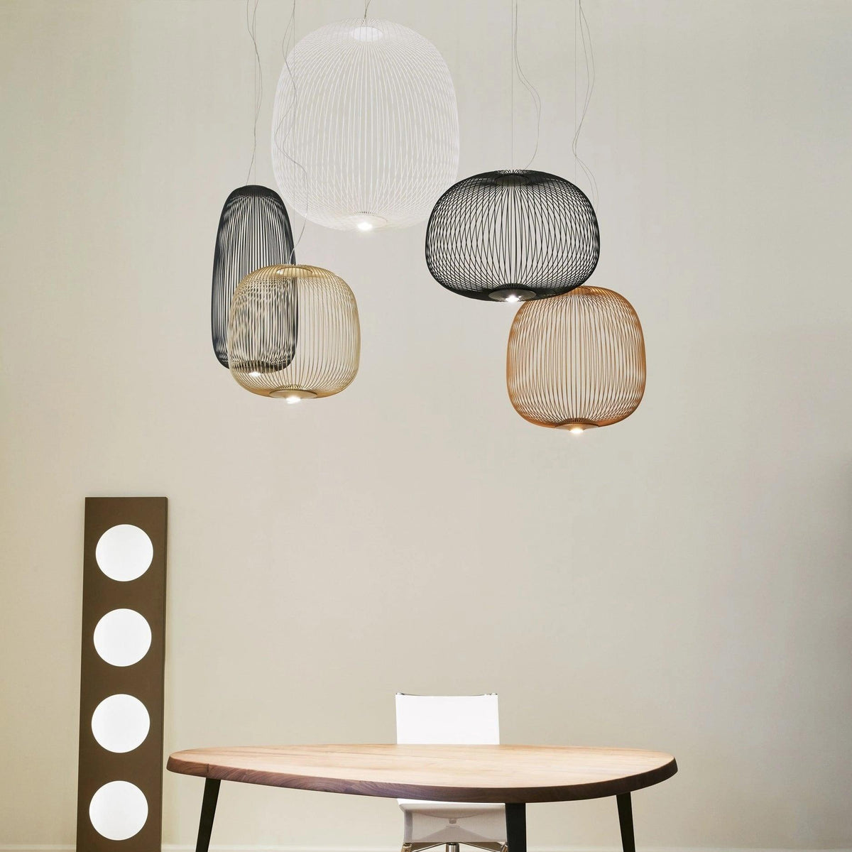 Lumio Lightweight Spokes Cage Pendant Light-Neutral Decor