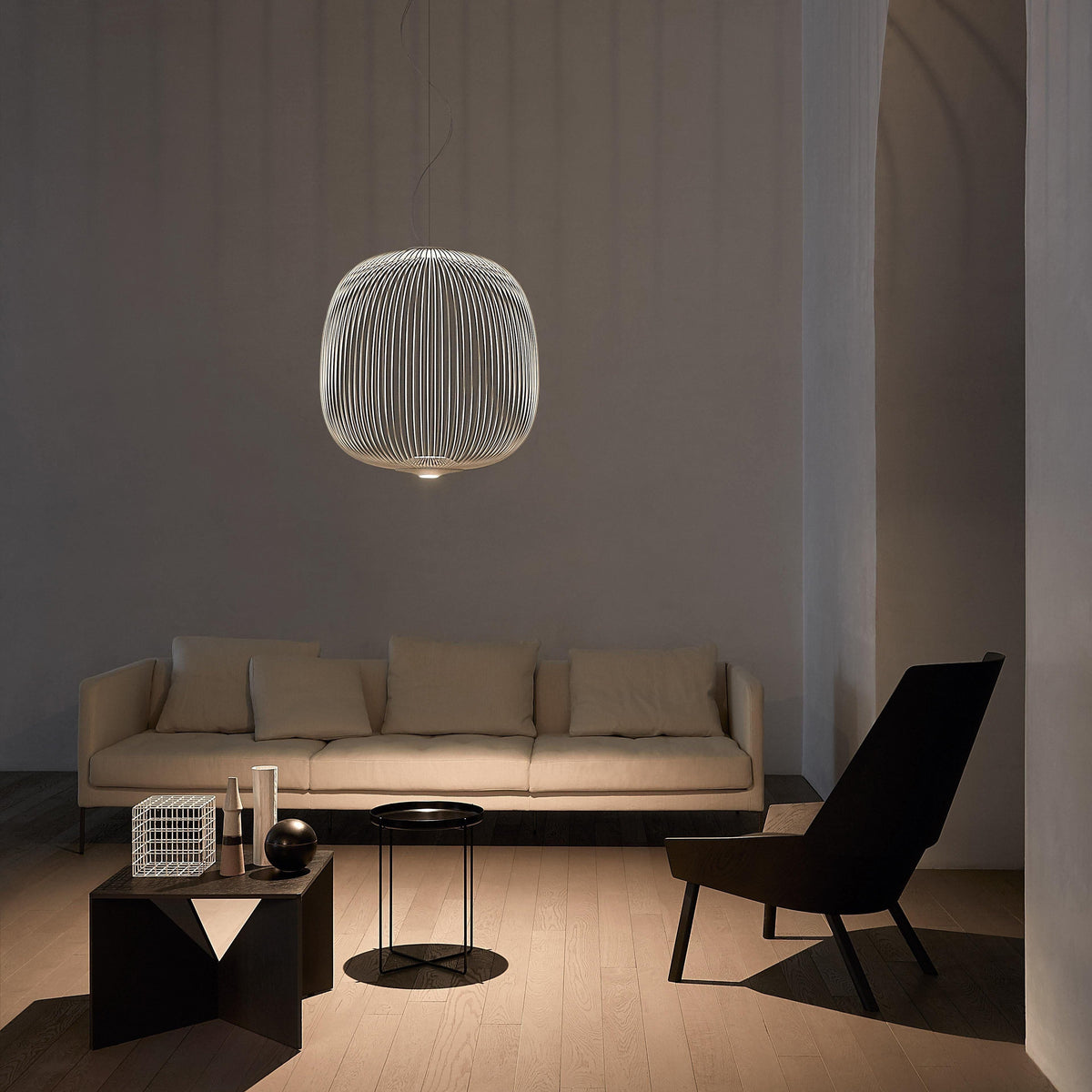 Lumio Lightweight Spokes Cage Pendant Light-Neutral Decor