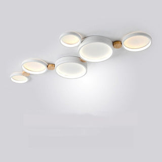 Zenar Plafonnier Rond Moderne. Métal/Bois. Blanc/Gris/Vert. Salon-Luire