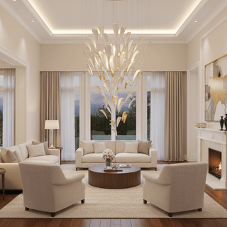 White Feather Art Deco Customize Chandelier-Neutral Decor