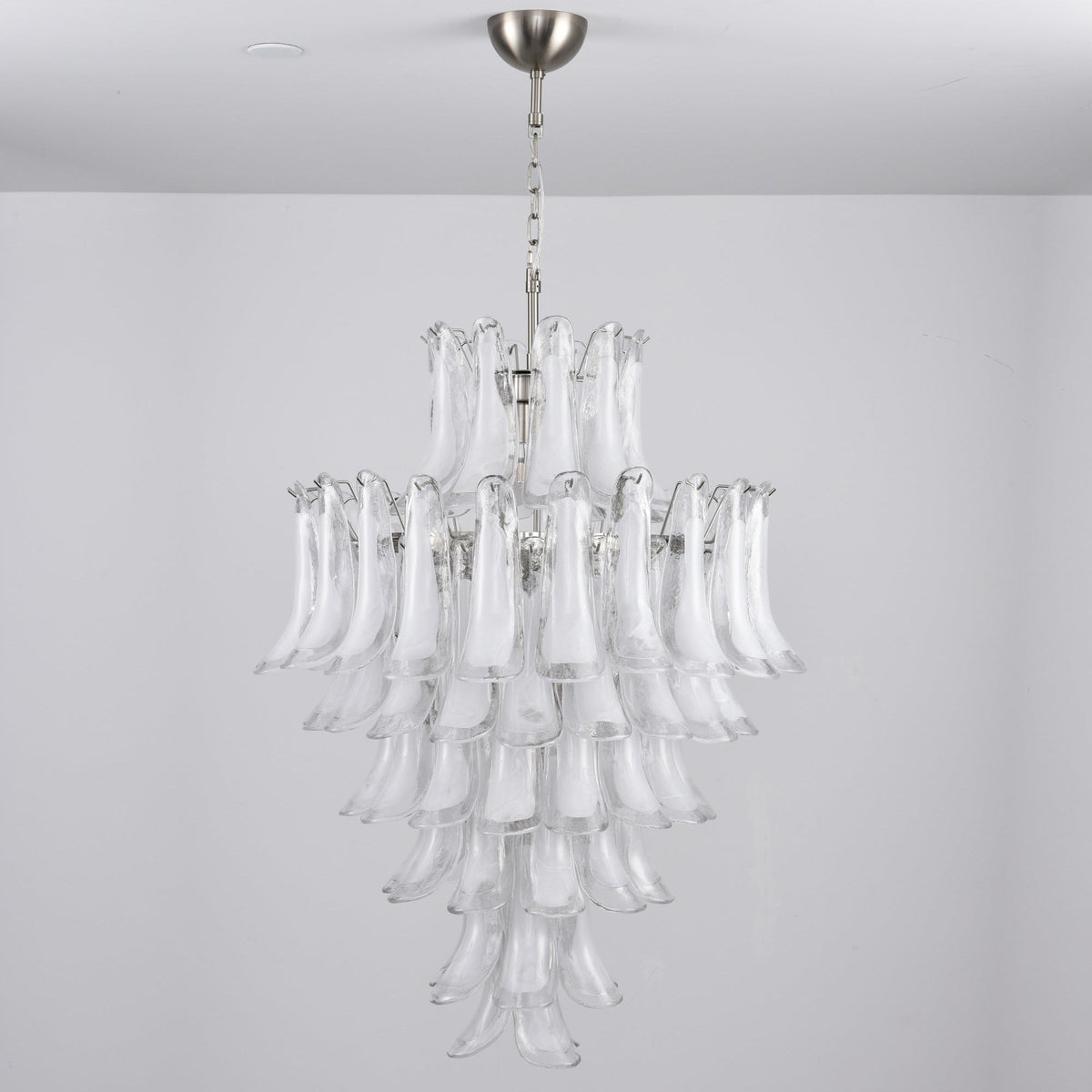 Lyseris Lustre Blanc Nuage Verre Pétales