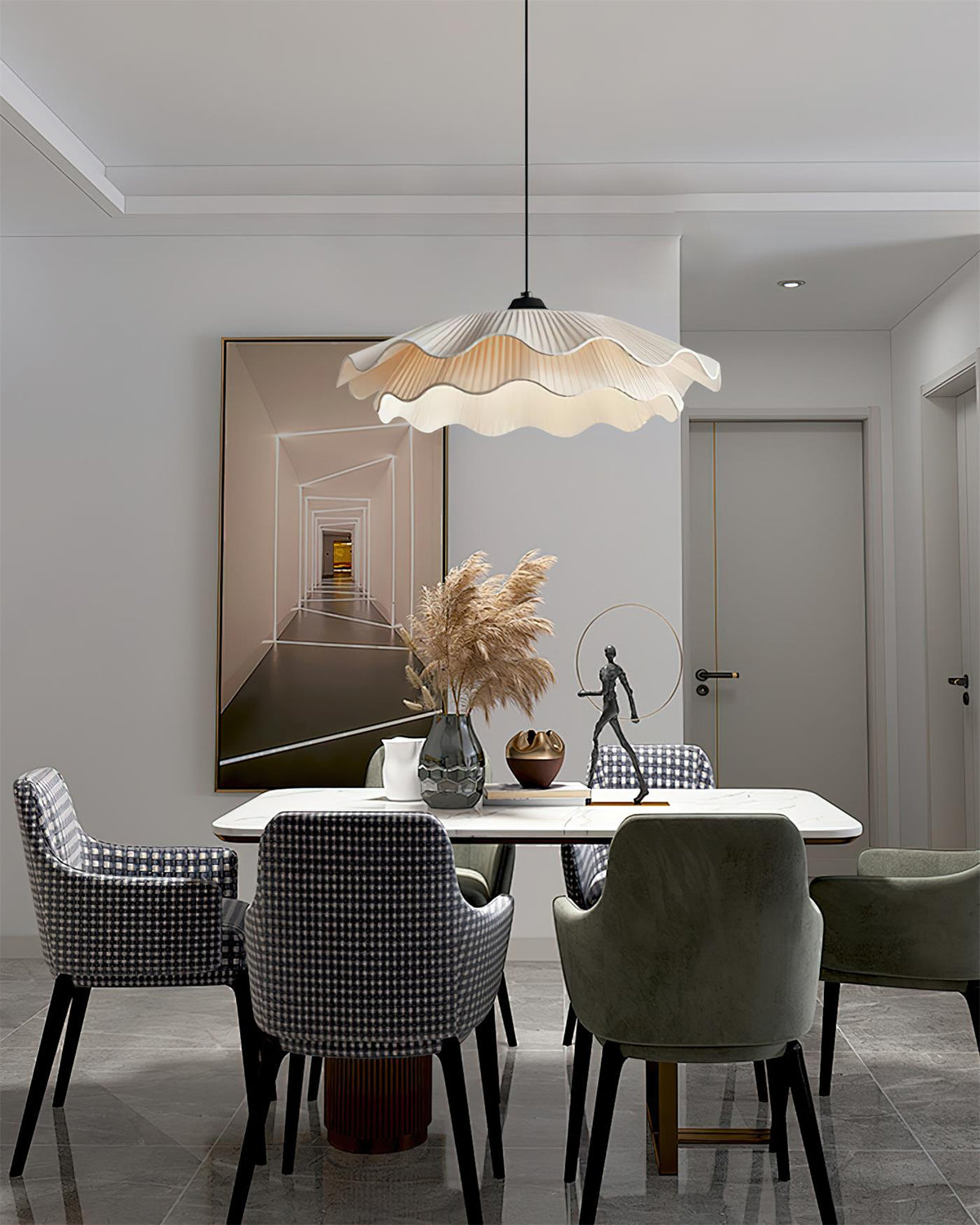 Calavie Wavy Pleated Pendant Light in Soft White-Neutral Decor