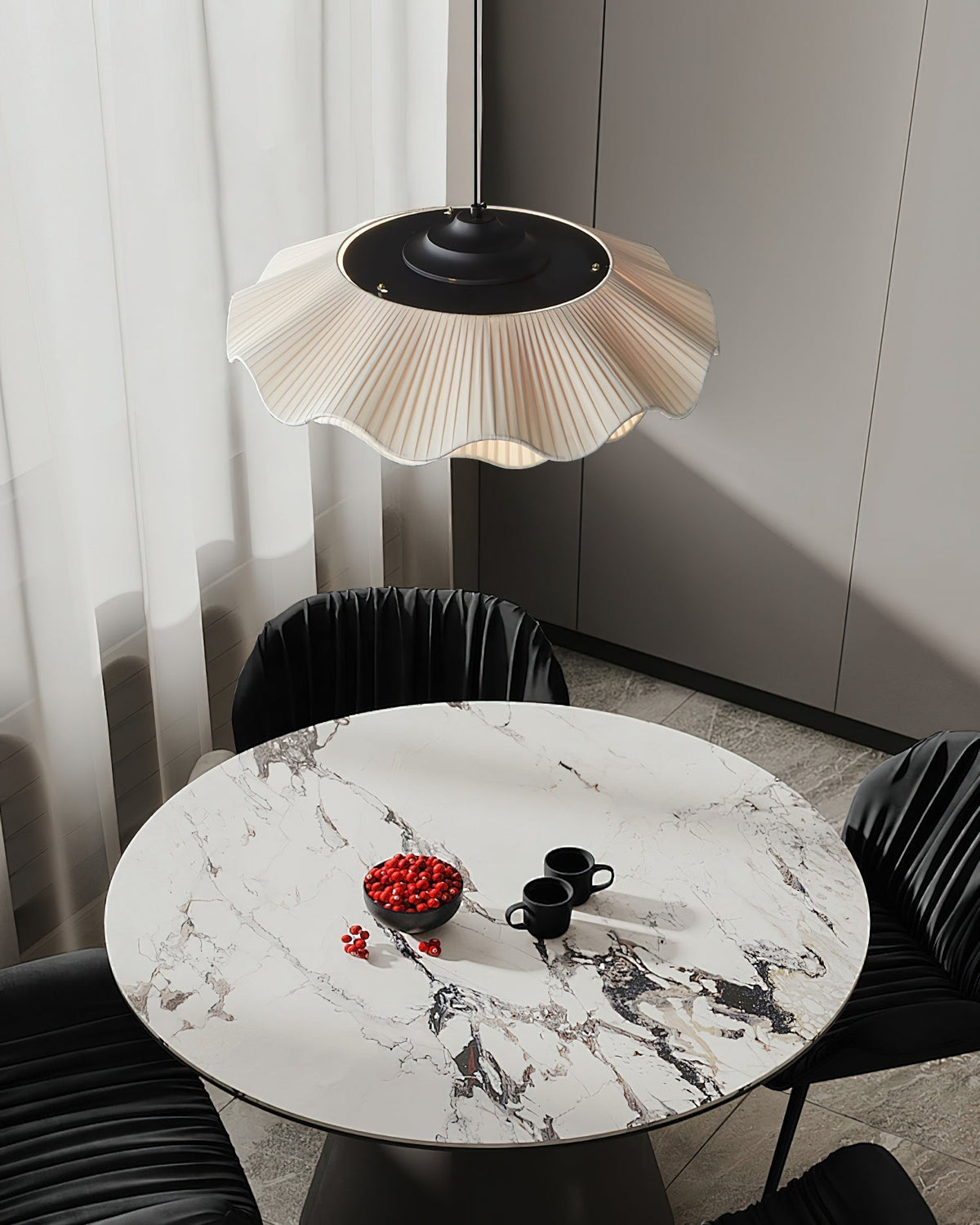 Calavie Wavy Pleated Pendant Light in Soft White-Neutral Decor