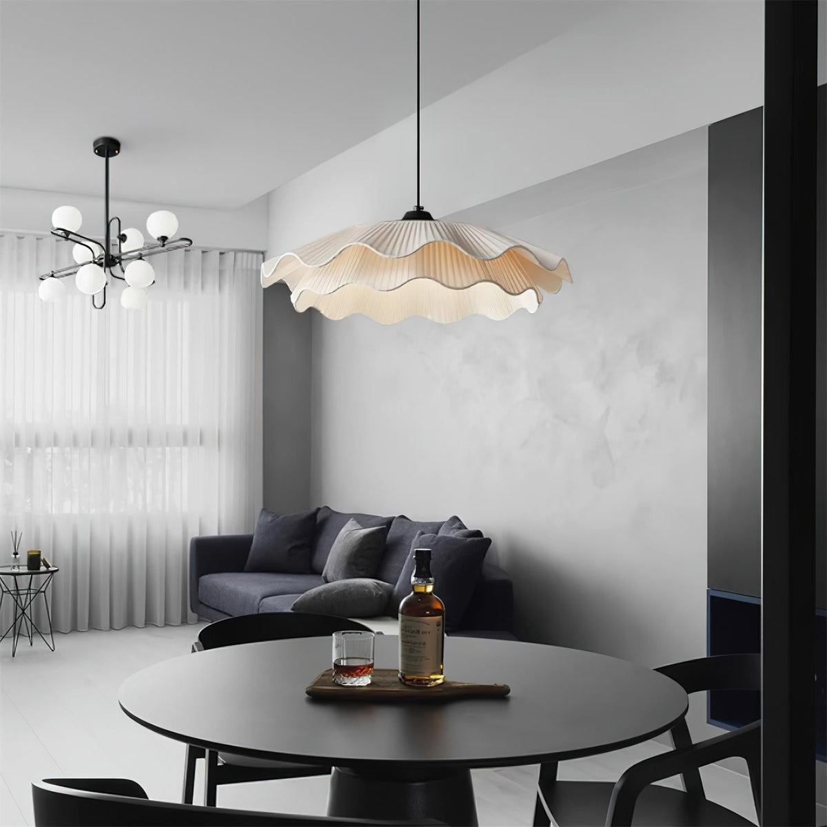 Calavie Wavy Pleated Pendant Light in Soft White-Neutral Decor