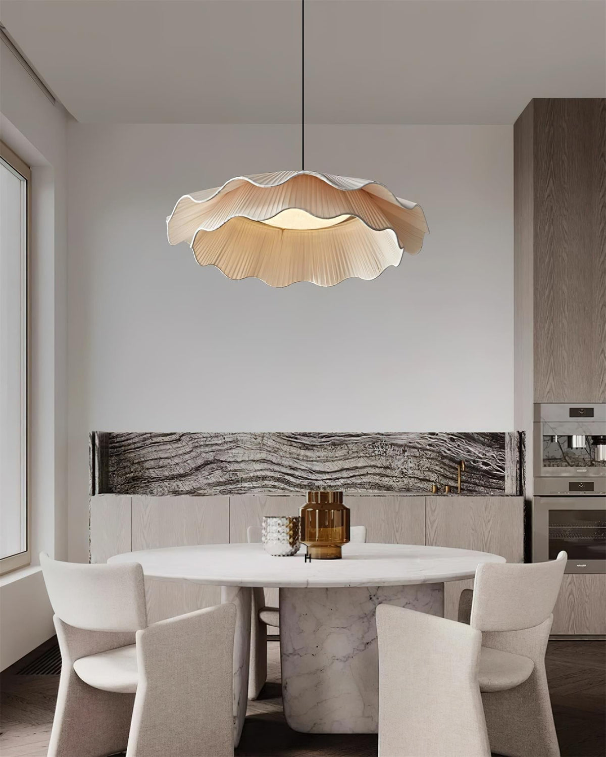 Calavie Wavy Pleated Pendant Light in Soft White-Neutral Decor
