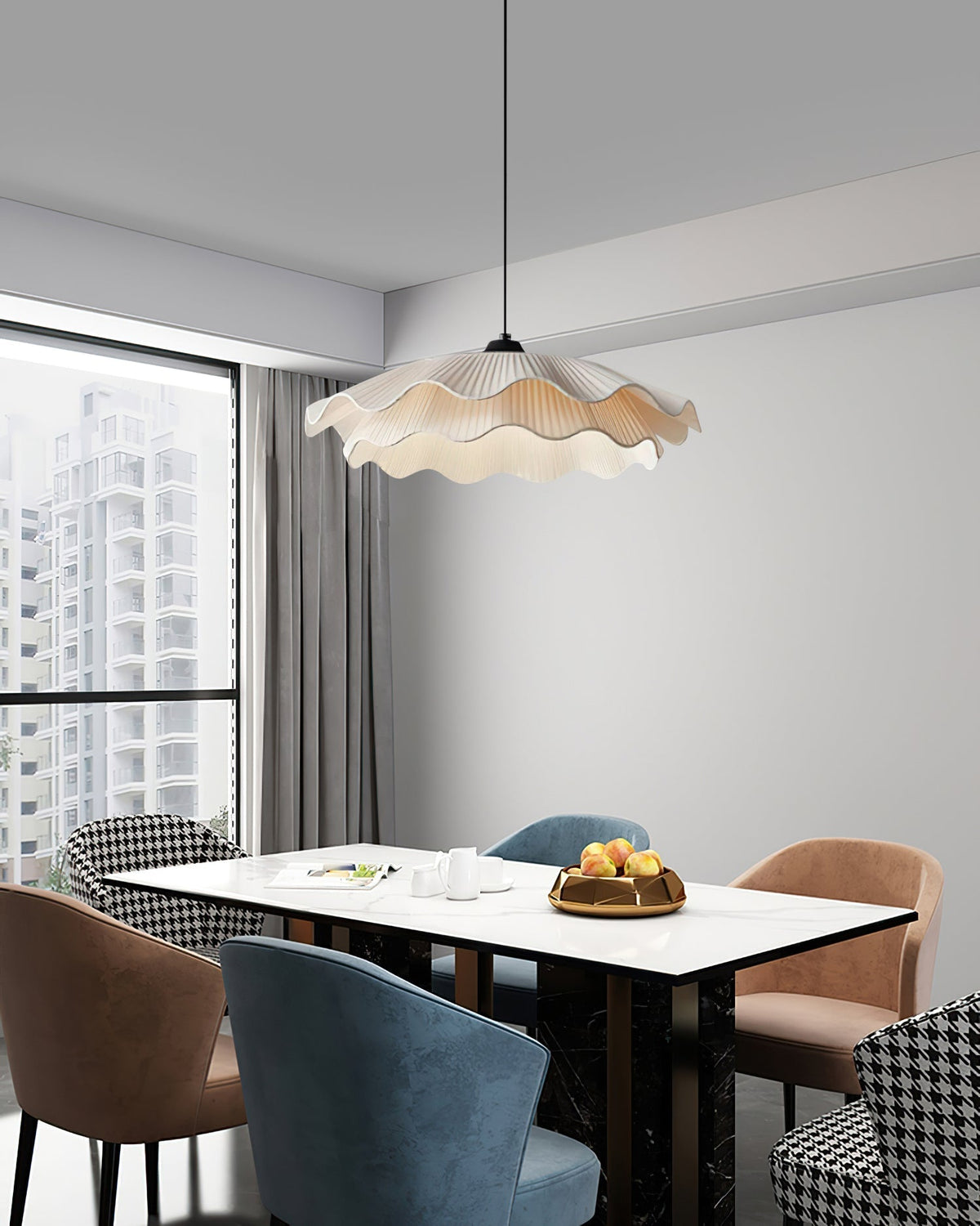 Calavie Wavy Pleated Pendant Light in Soft White-Neutral Decor