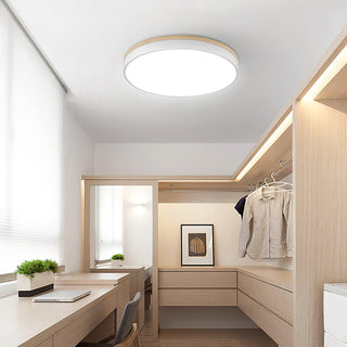 Solara Plafonnier Blanc Ronde avec Bois