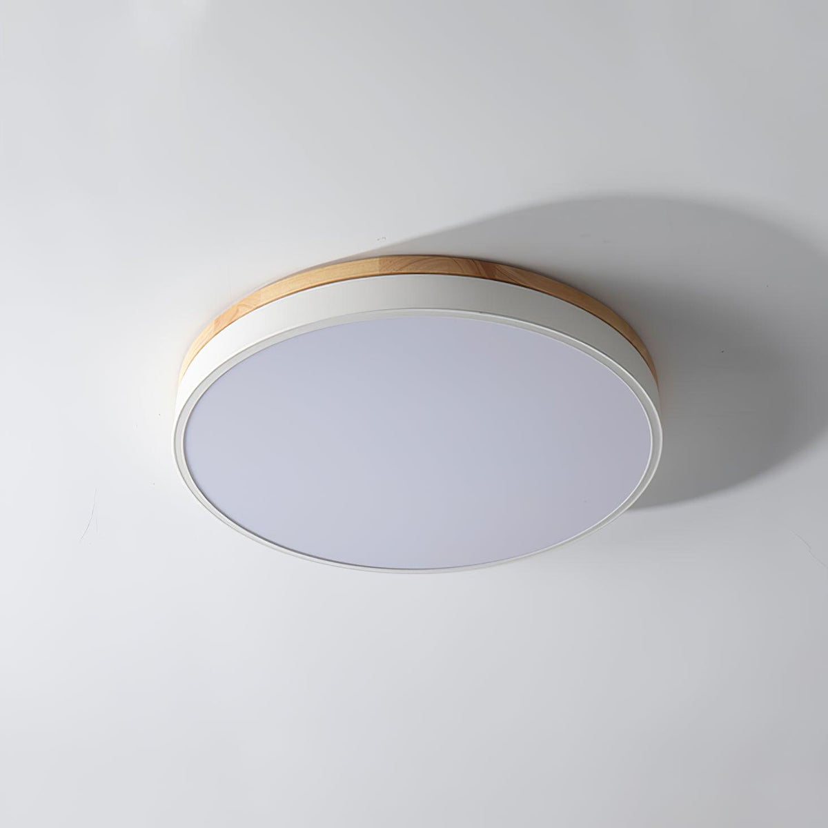 Laureva Plafonnier Blanc Ronde avec Bois