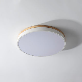 Solara Plafonnier Blanc Ronde avec Bois