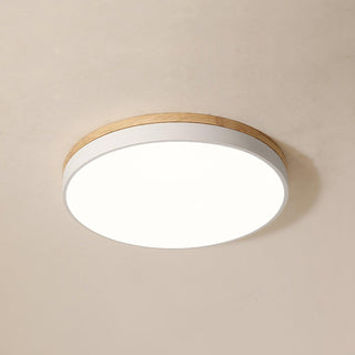 Solara Plafonnier Blanc Ronde avec Bois