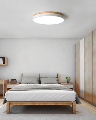 Solara Plafonnier Blanc Ronde avec Bois