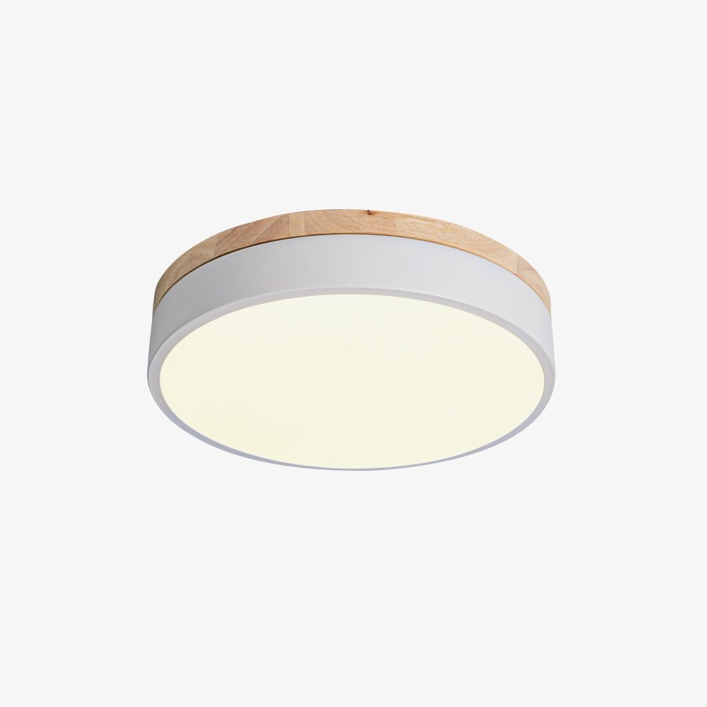 Laureva Plafonnier Blanc Ronde avec Bois