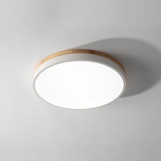 Solara Plafonnier Blanc Ronde avec Bois