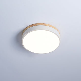 Solara Plafonnier Blanc Ronde avec Bois