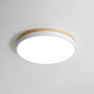 Solara Plafonnier Blanc Ronde avec Bois