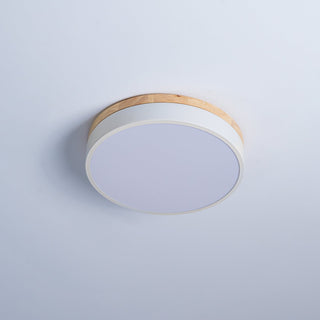 Solara Plafonnier Blanc Ronde avec Bois