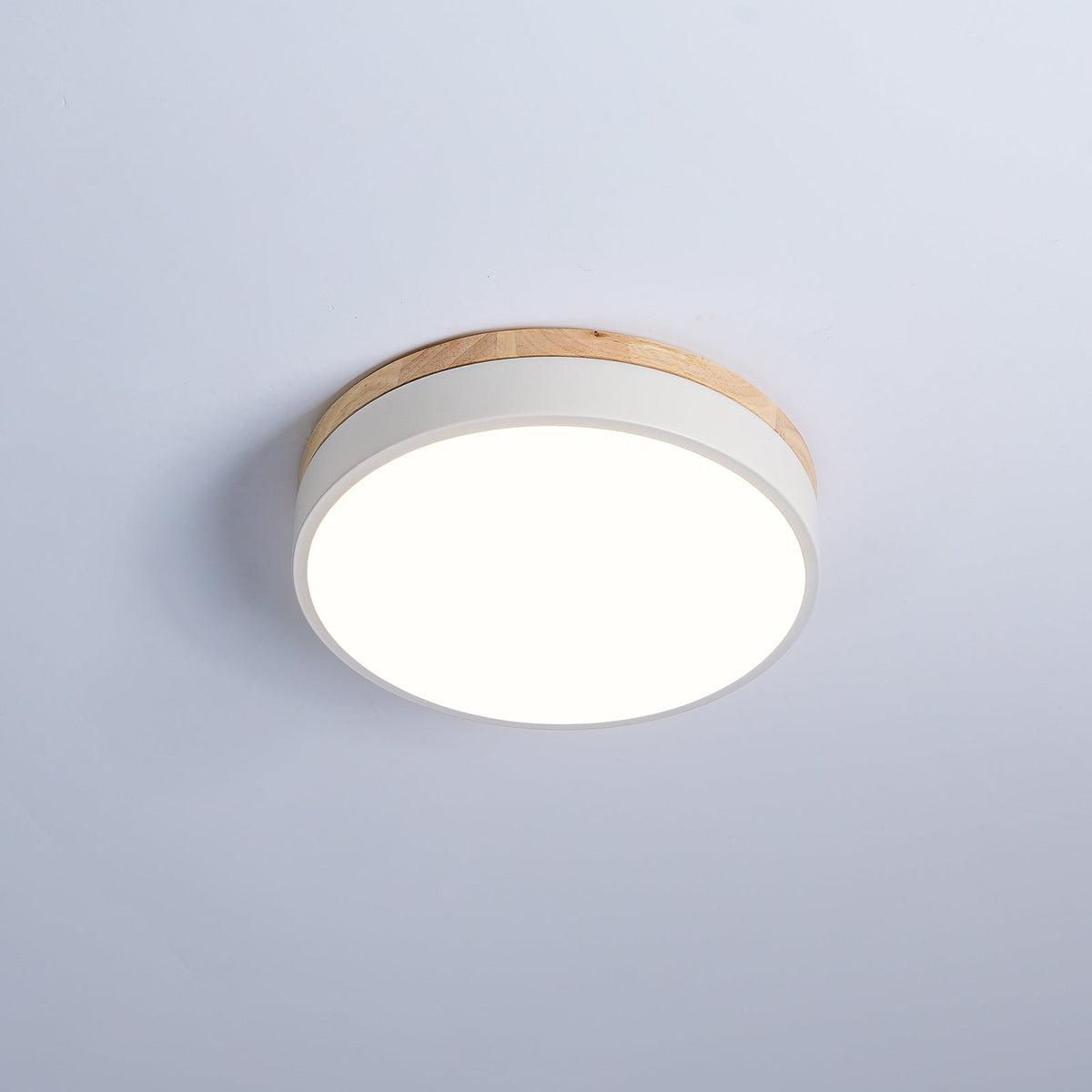 Laureva Plafonnier Blanc Ronde avec Bois