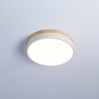 Solara Plafonnier Blanc Ronde avec Bois