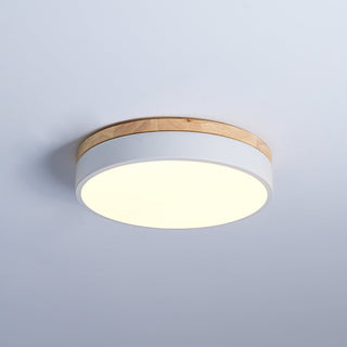 Solara Plafonnier Blanc Ronde avec Bois