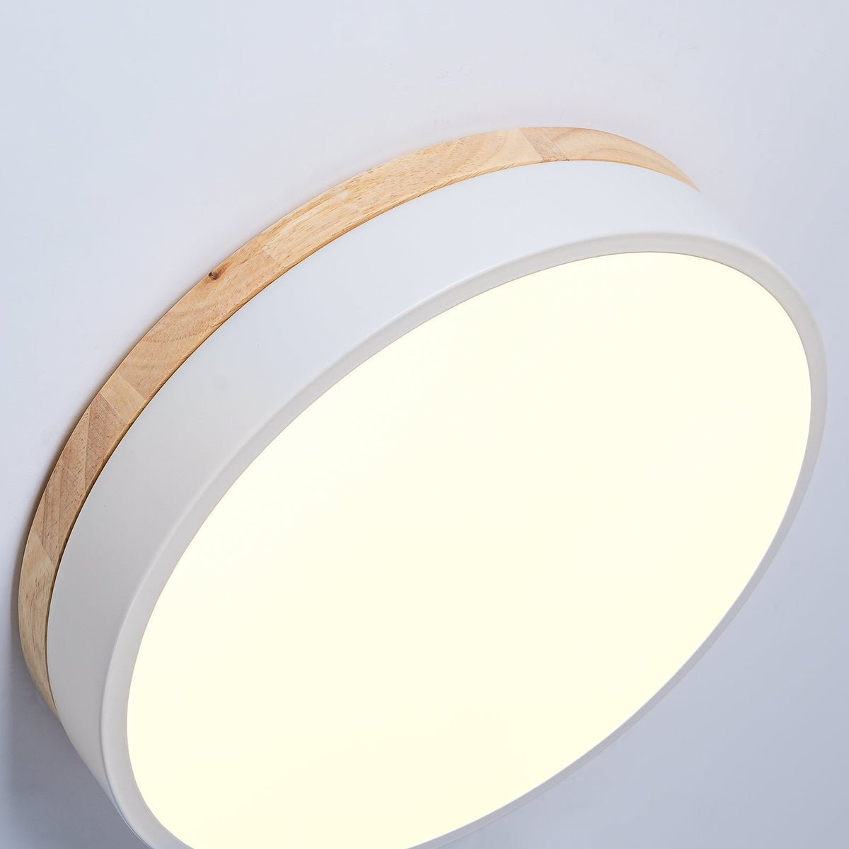 Laureva Plafonnier Blanc Ronde avec Bois
