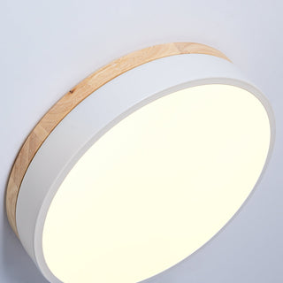 Solara Plafonnier Blanc Ronde avec Bois