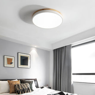 Solara Plafonnier Blanc Ronde avec Bois