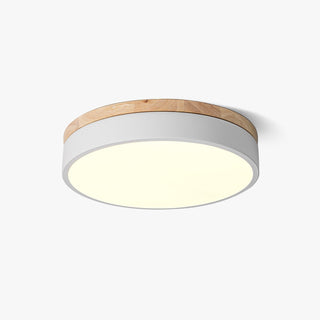 Solara Plafonnier Blanc Ronde avec Bois
