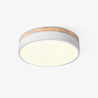 Solara Plafonnier Blanc Ronde avec Bois
