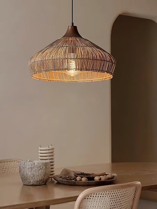 Lythean Suspension Élégante en Rotin et Bois
