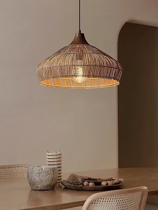 Lythean Suspension Élégante en Rotin et Bois
