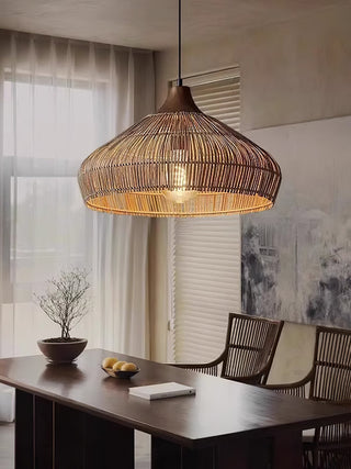Lythean Suspension Élégante en Rotin et Bois