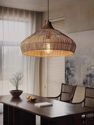 Lythean Suspension Élégante en Rotin et Bois