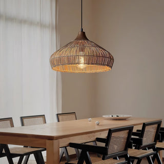 Lythean Suspension Élégante en Rotin et Bois