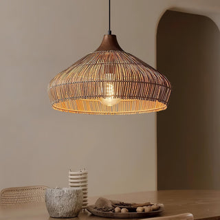 Lythean Suspension Élégante en Rotin et Bois