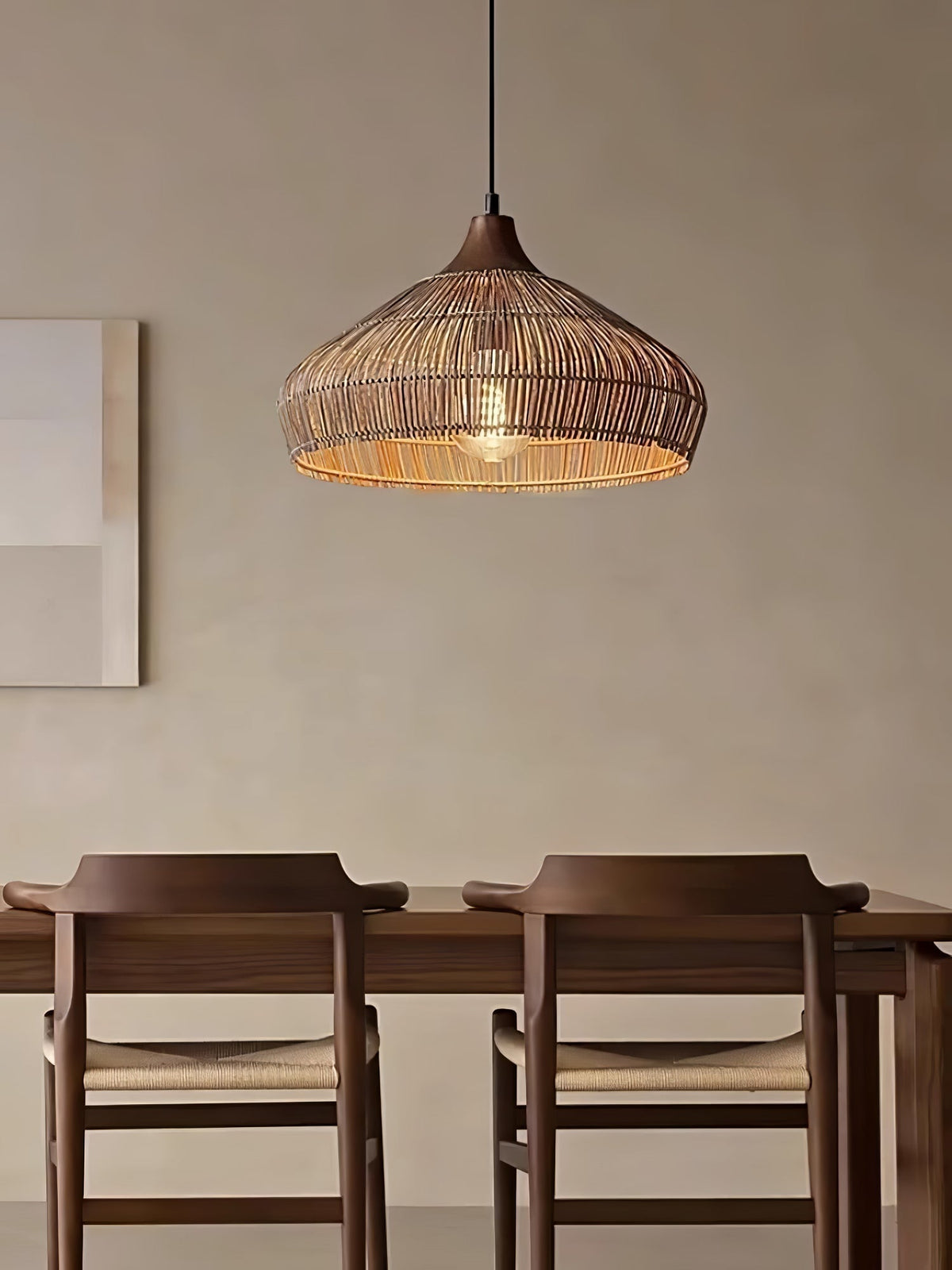 Kirana Suspension Élégante en Rotin et Bois