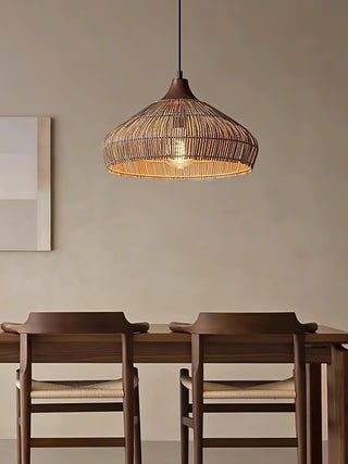 Lythean Suspension Élégante en Rotin et Bois
