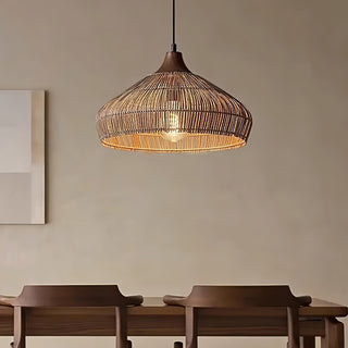Lythean Suspension Élégante en Rotin et Bois