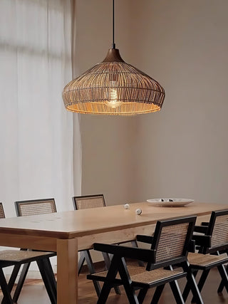 Lythean Suspension Élégante en Rotin et Bois