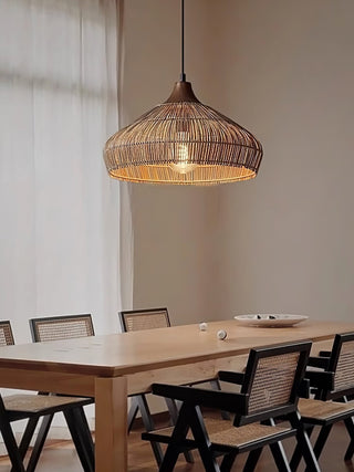 Lythean Suspension Élégante en Rotin et Bois