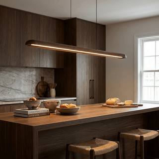 Wide Wood Linear Pendant Light-Neutral Decor