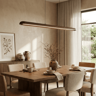 Wide Wood Linear Pendant Light-Neutral Decor